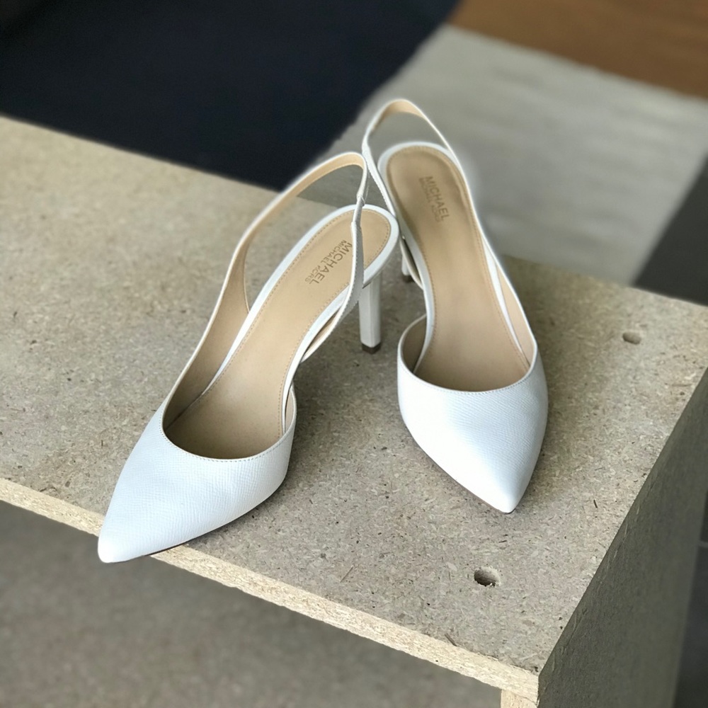 Michael Kors Lucille Flex White Slingback Pumps